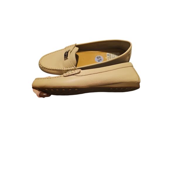 COACH FREDRICA cream PEBBLE LEATHER LOAFERS DRIVING MOCCASIN FLATS WOMENS sz 8.5 - Picture 5 of 7